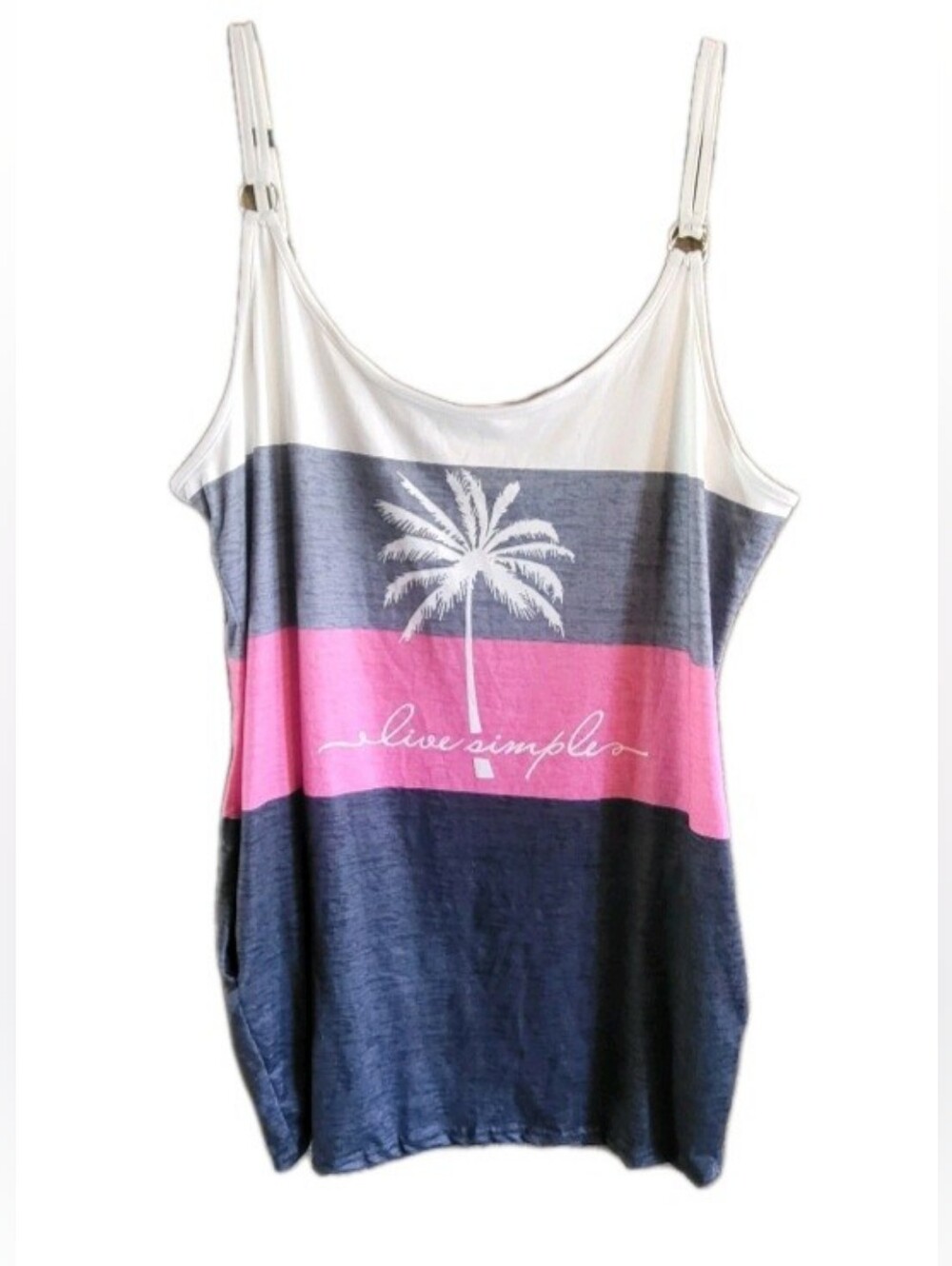 Women's Size 3XL Gray Pink White Colorblock Live Simple Tank Top Shirt